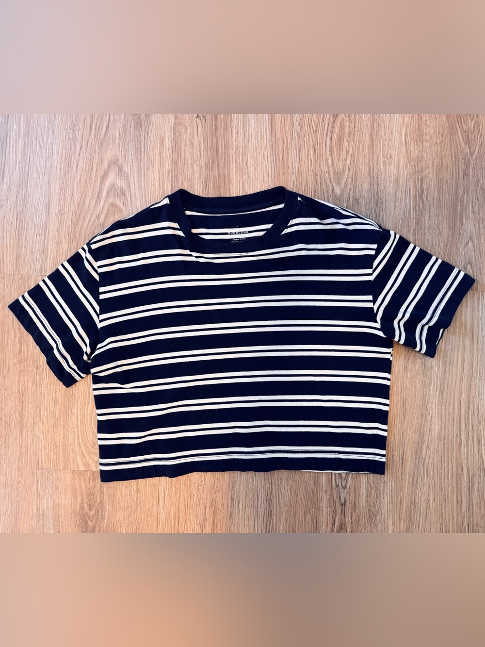 Everlane Navy & White Striped Cropped Tee